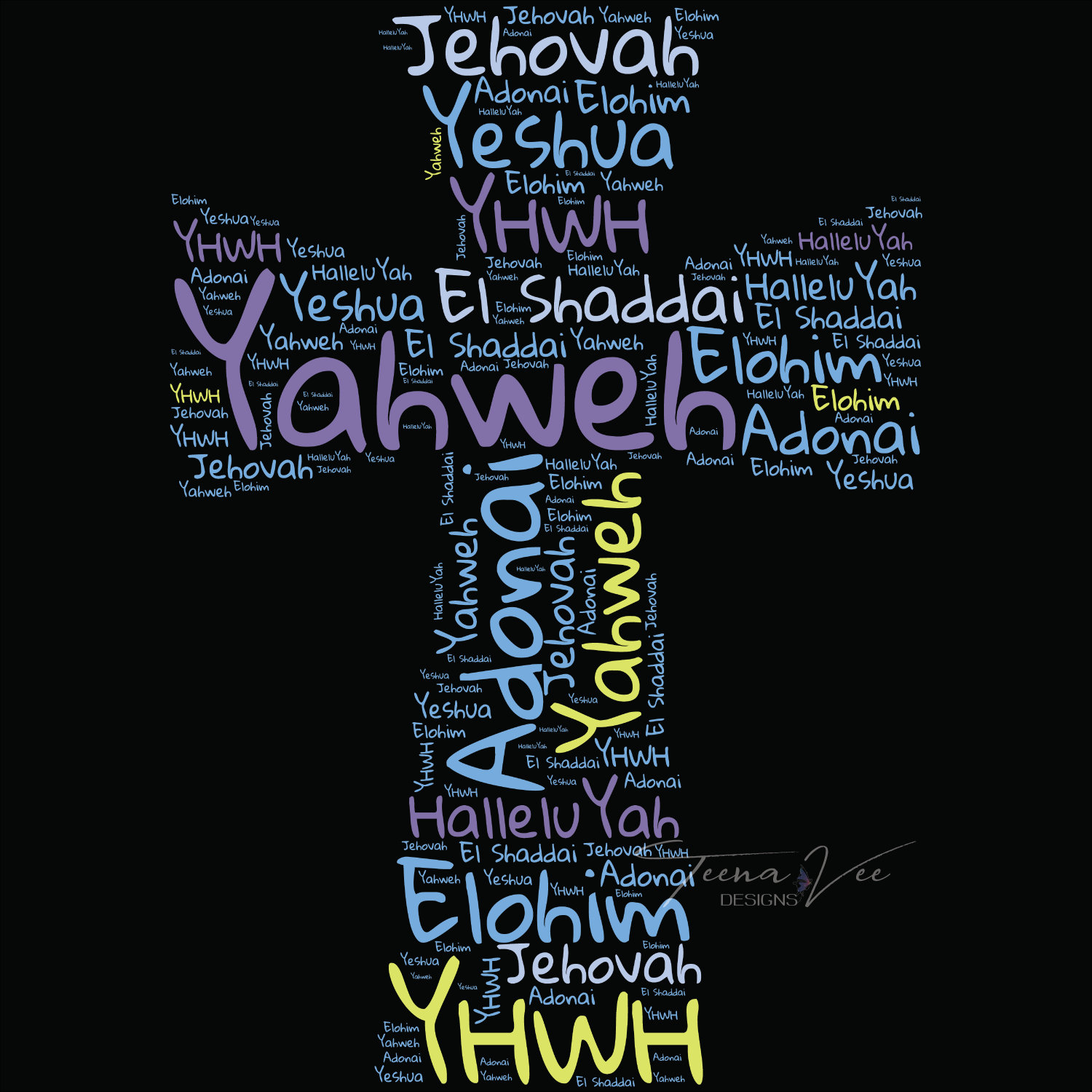 Names of God YHWH Yeshua El Shaddai Halleluyah Adonai Etsy
