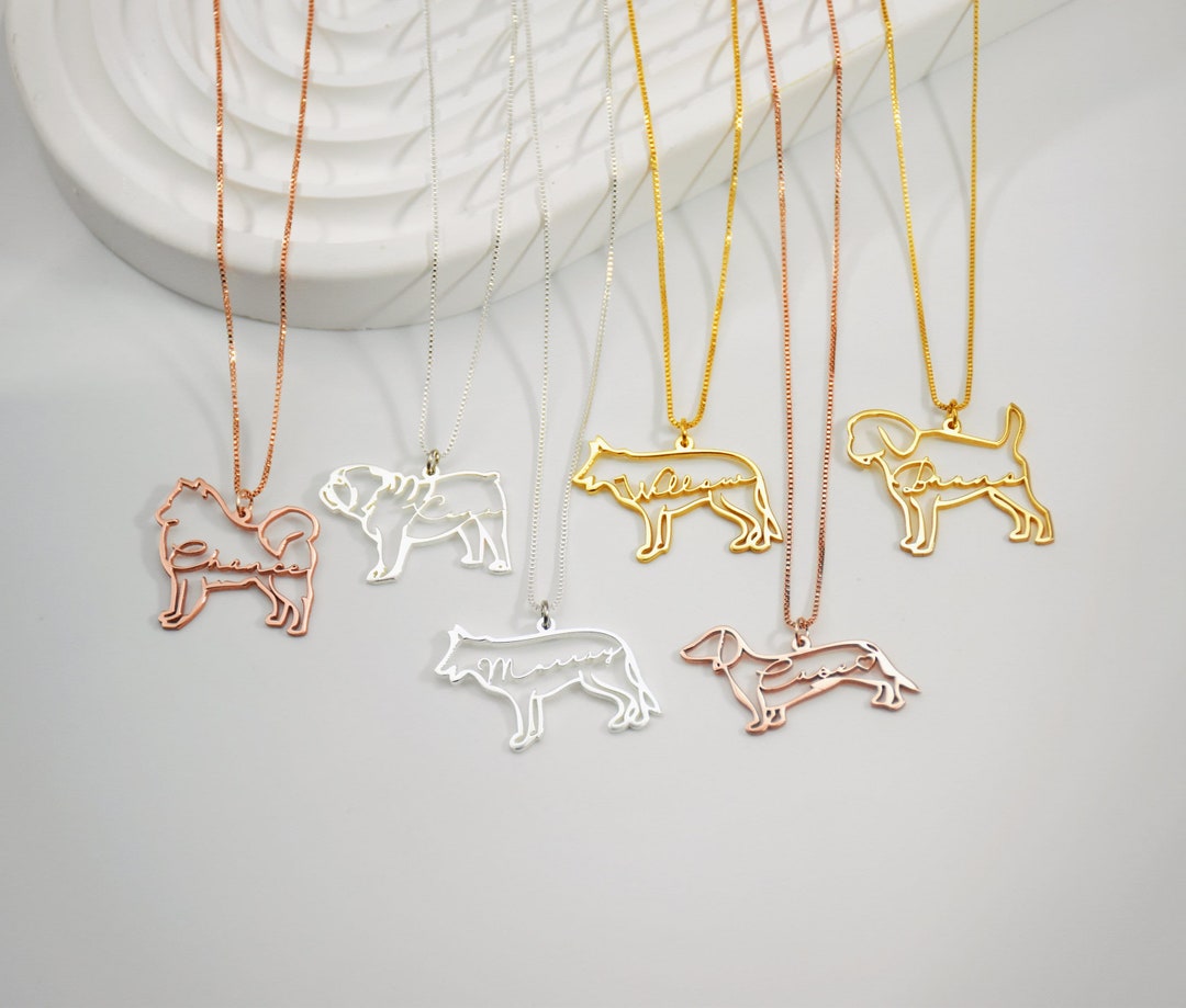 925 Silver Custom Dog Name Necklace Pet Name Necklaces Dog Mom Necklace