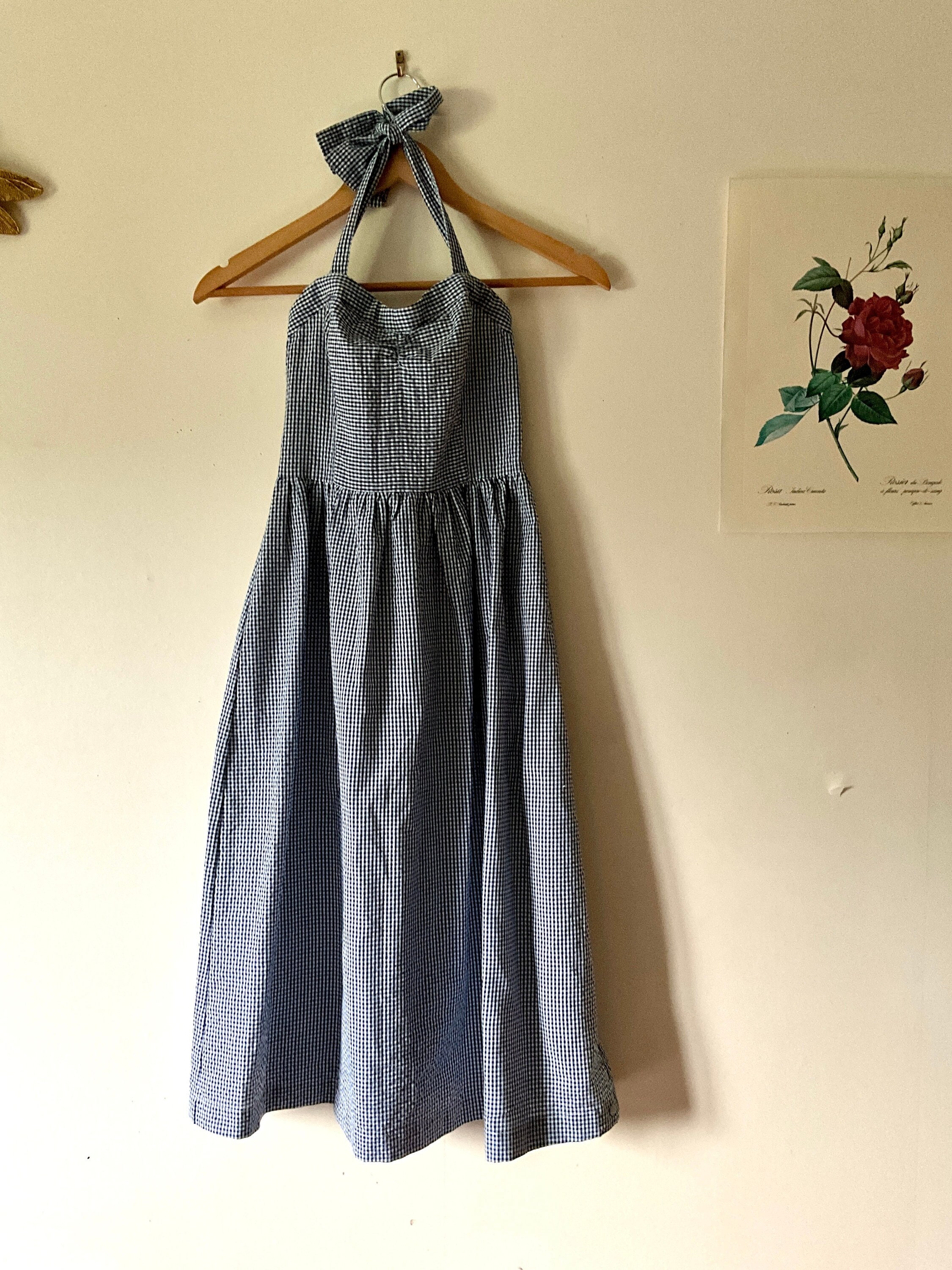 Robe Dos Nu Vichy Bleu et Blanc en Coton Marque Bonobo Jeans Taille XS Etsy France