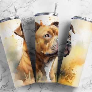 tan staffy 20oz sublimation tumbler design, portrait splash 9.2 x 8.3” straight tumbler wrap PNG