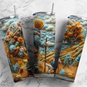 wool hiker backpack  20oz sublimation tumbler design, crafter white dog    9.2 x 8.3” straight tumbler wrap PNG