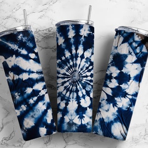 Gobelet à sublimation 20 oz tie-dye, papier peint droit bleu marine blanc de 9,2 x 8,3 po. PNG