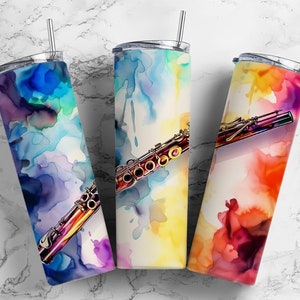 Flute Tumbler Design: Alcohol Ink Wrap (PNG)