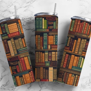 Bookcase Tumbler Design: Library Books 20oz PNG (Digital Download)