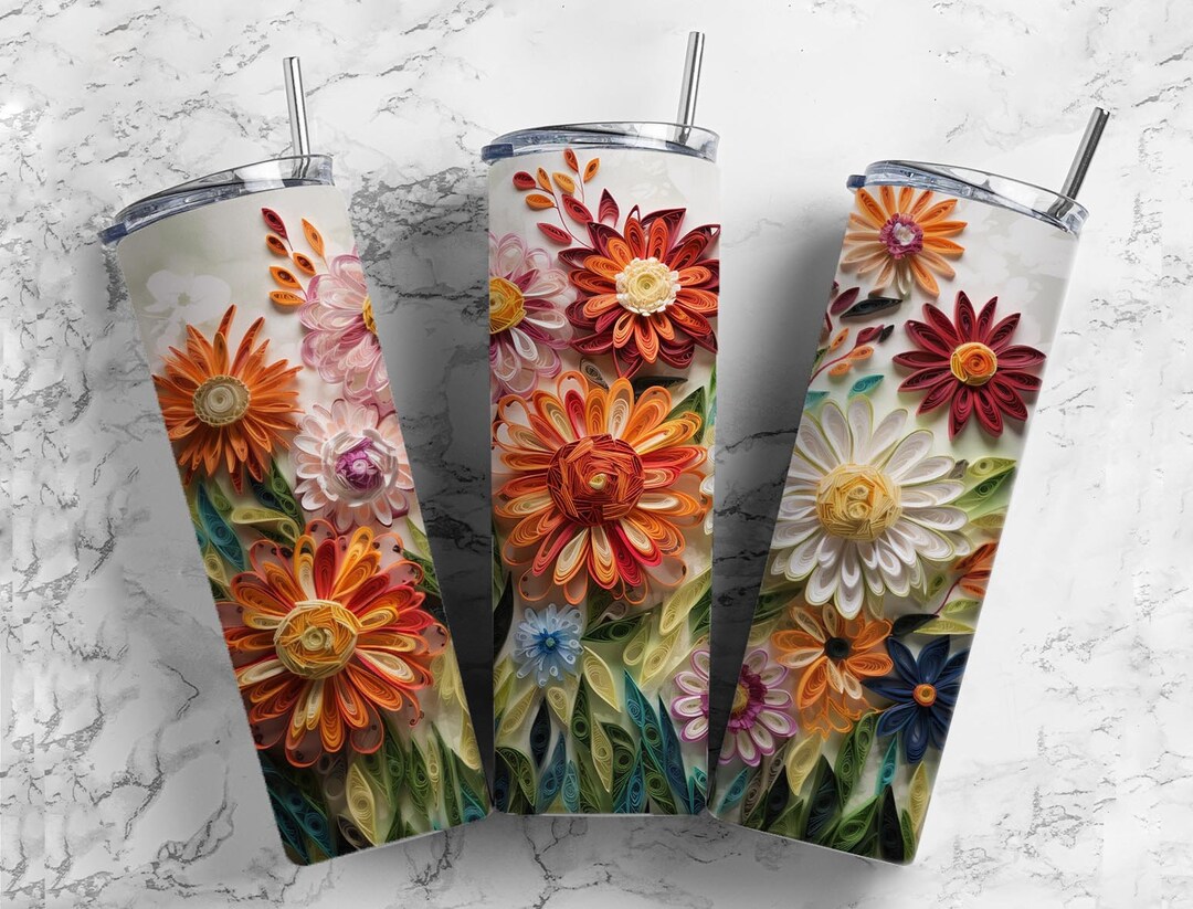 Zinnia Flowers 20oz Sublimation Tumbler Design Quilling Paper Etsy
