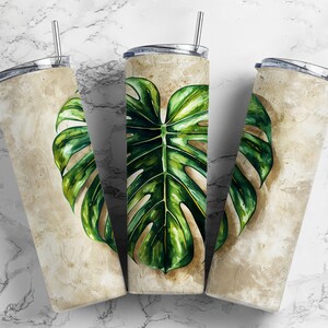 monstera leaf  20oz sublimation tumbler design, digital picture 9.2 x 8.3” straight tumbler wrap PNG