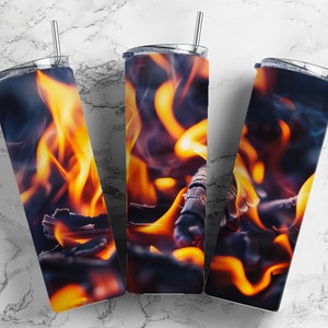 Diseño de vaso de sublimación de 20 oz con fogata, brasas encendidas, vaso recto de 9.2 x 8.3 pulgadas, PNG