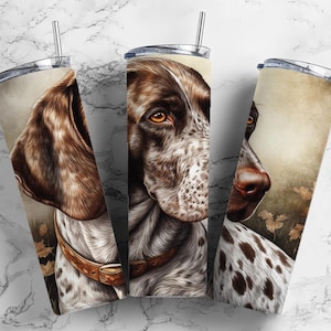 German Short haired 20oz sublimation tumbler design, Hair pointer 9.2 x 8.3” straight tumbler wrap PNG