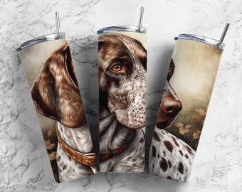 German Short haired 20oz sublimation tumbler design, Hair pointer 9.2 x 8.3” straight tumbler wrap PNG