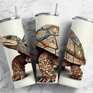 Realistische Schildkröte 20 Unzen Sublimationsbecher Designs, Mosaikschale 9,2 x 8,3 ”gerade Becherverpackung PNG