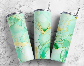 lime green gold 20oz sublimation tumbler design, marble pattern 9.2 x 8.3” straight tumbler wrap PNG