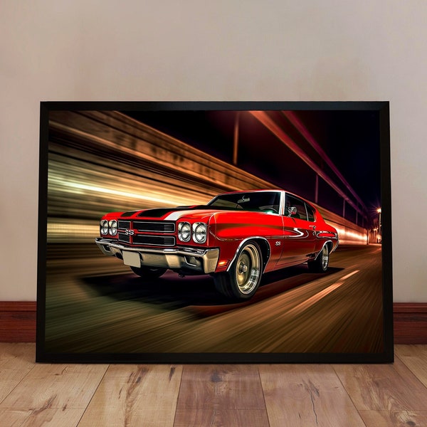1970 Chevrolet Chevelle SS 454 - Chevy Chevelle Poster - Chevy Chevelle Print - Muscle Car Print - Automotive Art (Unframed)