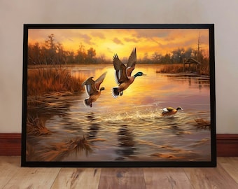 Mallard Ducks Poster - Mallard Duck Wall Art - Vintage Mallard Wall Art - Duck Hunting Decor - Waterfowl Print - Duck Hunter Gift