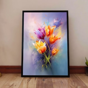 Colorful Tulip Wall Art - Abstract Flower Poster - Vibrant Tulip Print - Floral Home Decor - Tulip Lover Gift - Modern Botanical Artwork