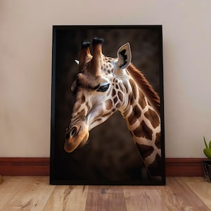 Giraffe Poster Print - Safari Animal Wall Art - Wildlife Nature Decor - Elegant Giraffe Portrait - Rustic Home Decor - African Wildlife