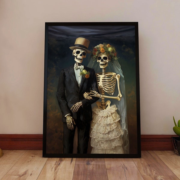 Vintage Skeleton Wedding Art Etsy