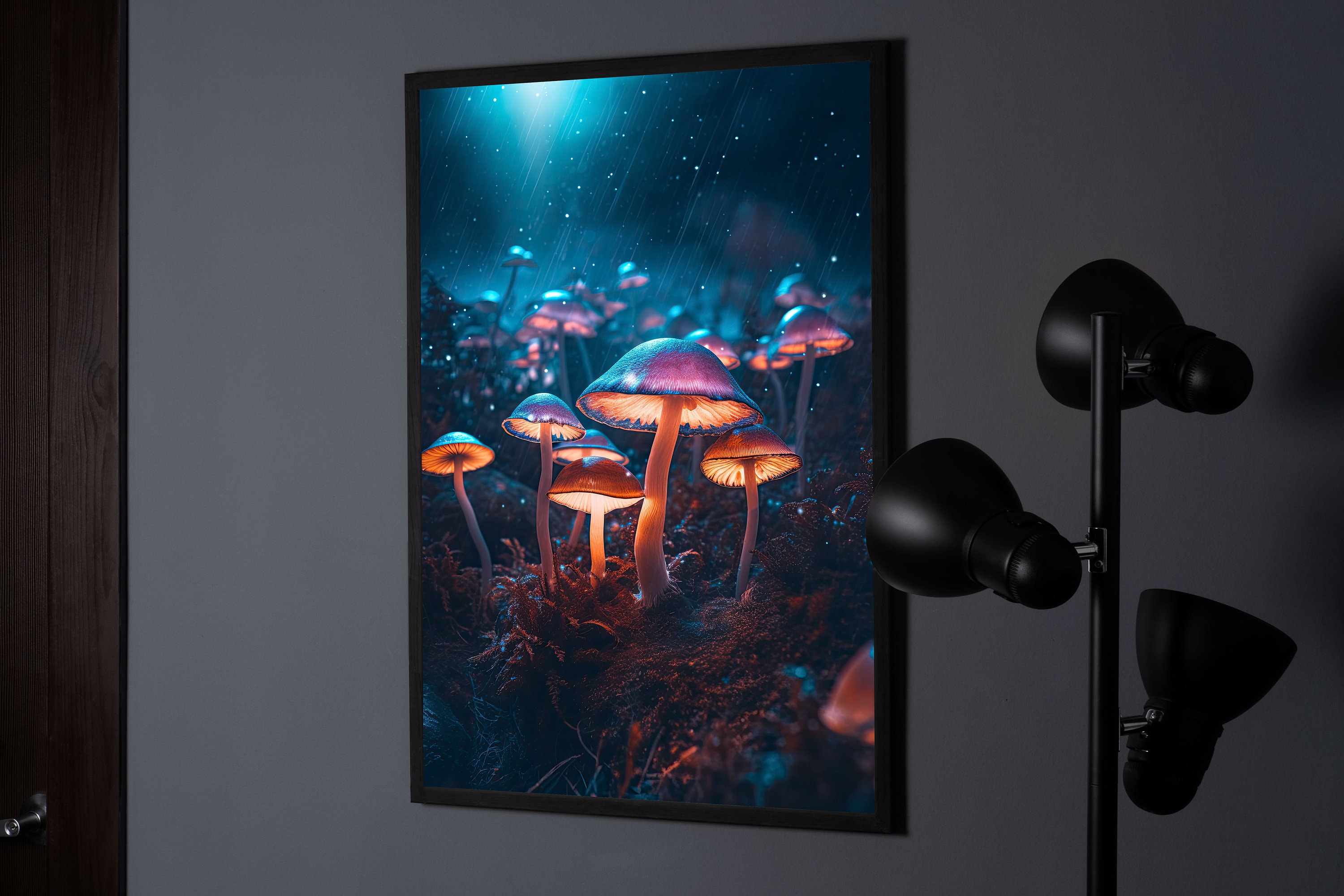Glowing Mushroom Forest Poster - Psychedelic Fungi Wall Art - Trippy ...