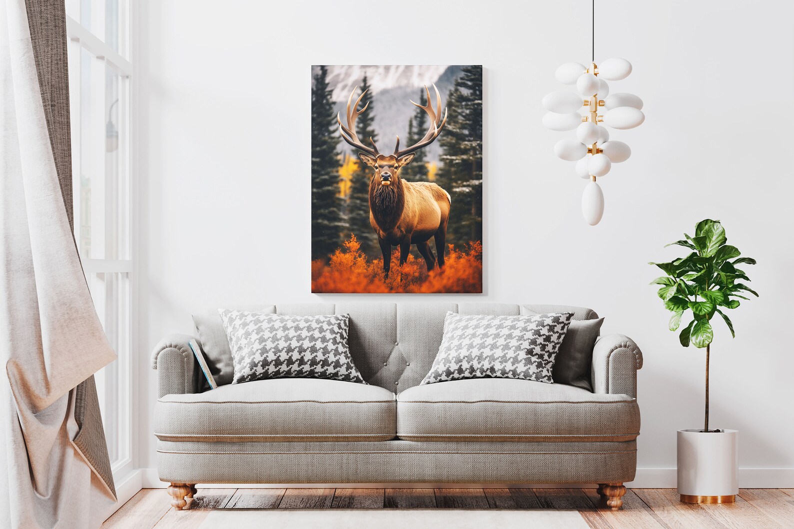 Bull Elk Canvas Wall Art - Rustic Wildlife Decor - Elk Hunting Cabin ...