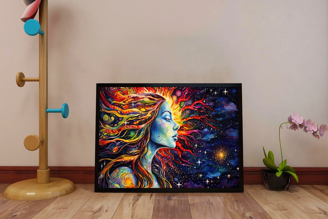 Beautiful Night Sky Goddess Trippy Poster Trippy Wall Art Trippy Print ...