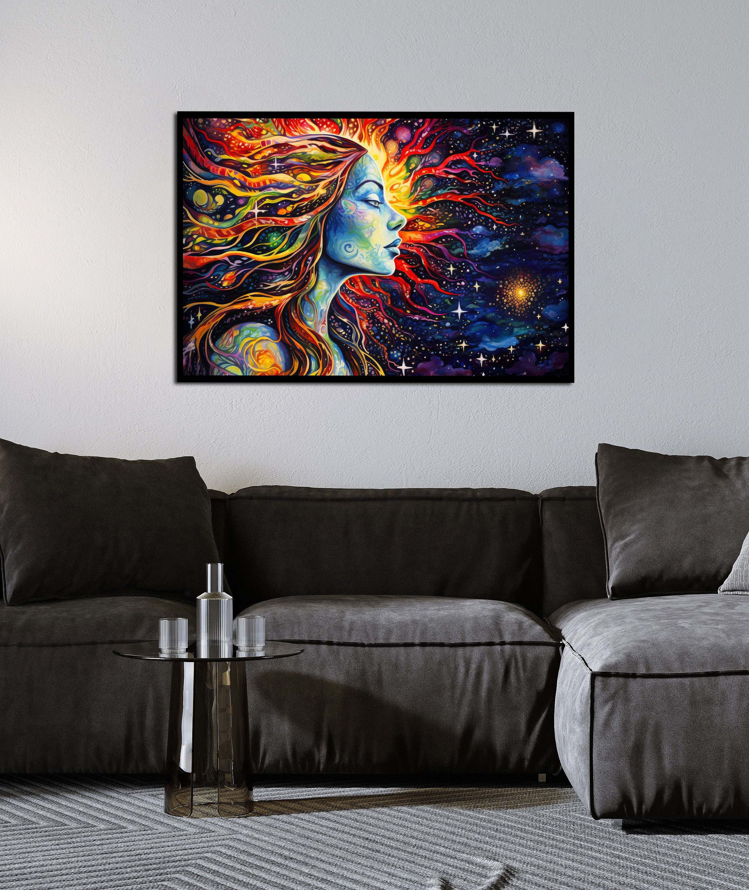 Psychedelic Goddess Poster - Trippy Celestial Wall Art - Cosmic ...