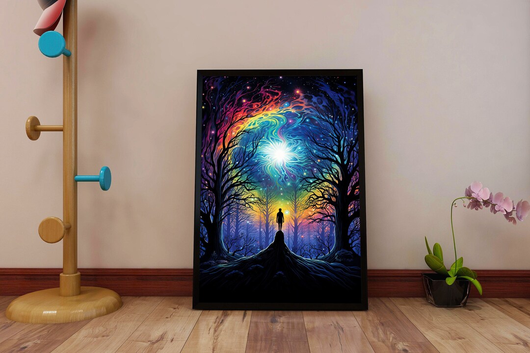 Psychedelic Cosmic Vision Poster - Trippy Spiritual Wall Art - Surreal ...