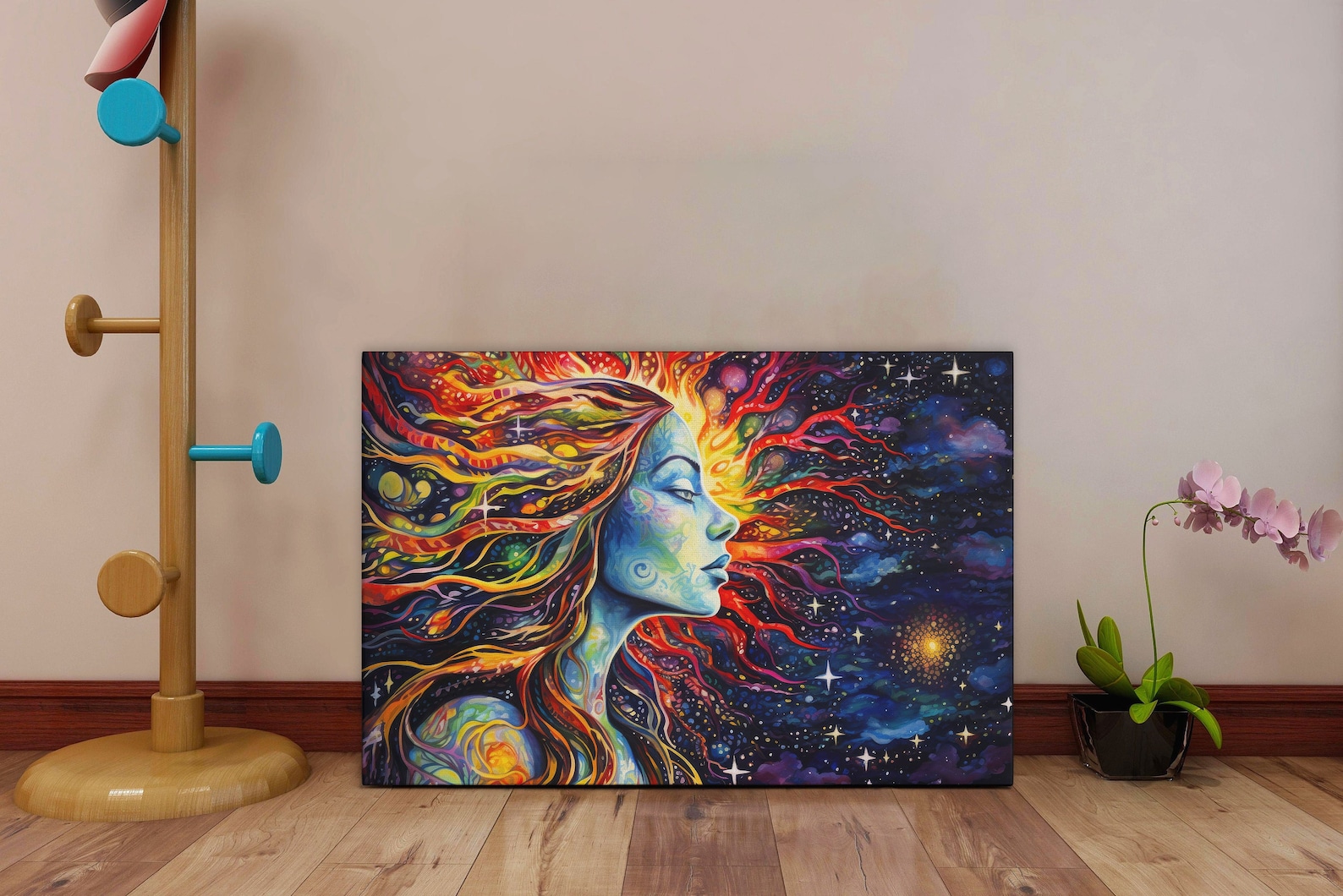 Psychedelic Goddess Canvas - Trippy Celestial Wall Art - Cosmic ...