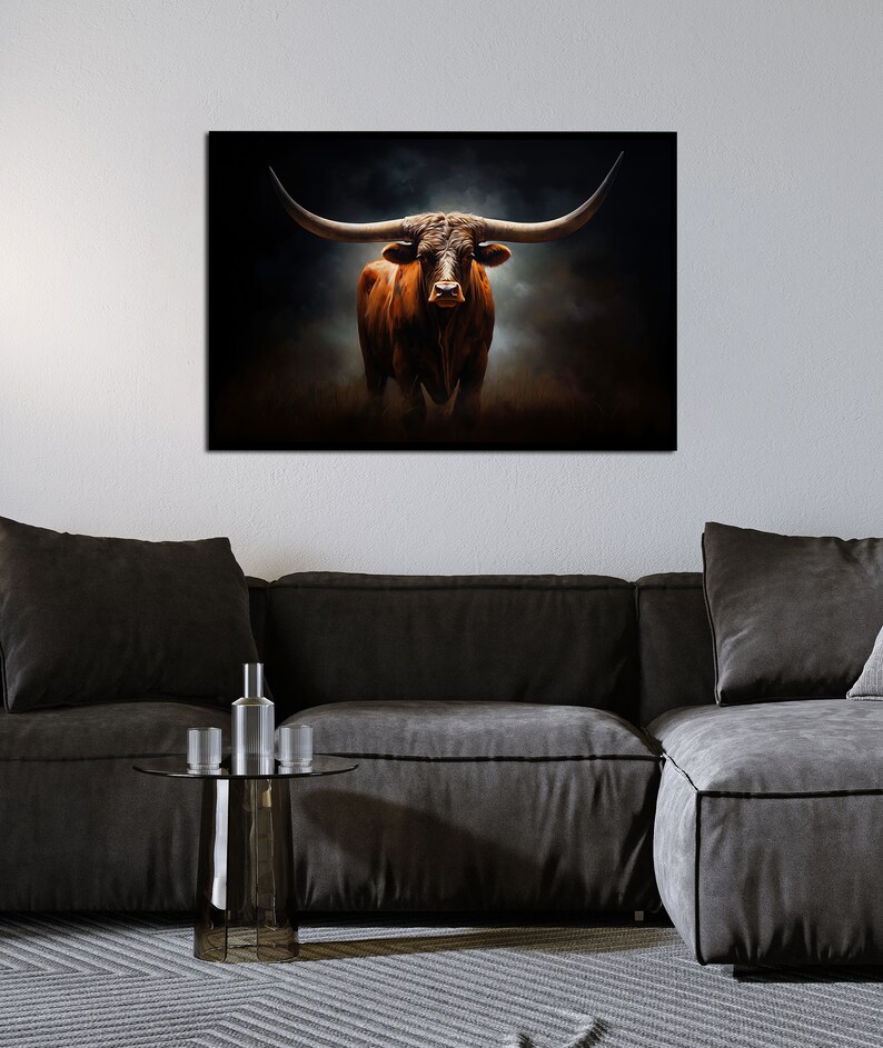Texas Longhorn Poster Longhorn Painting Texas Longhorn Cow Wall Art