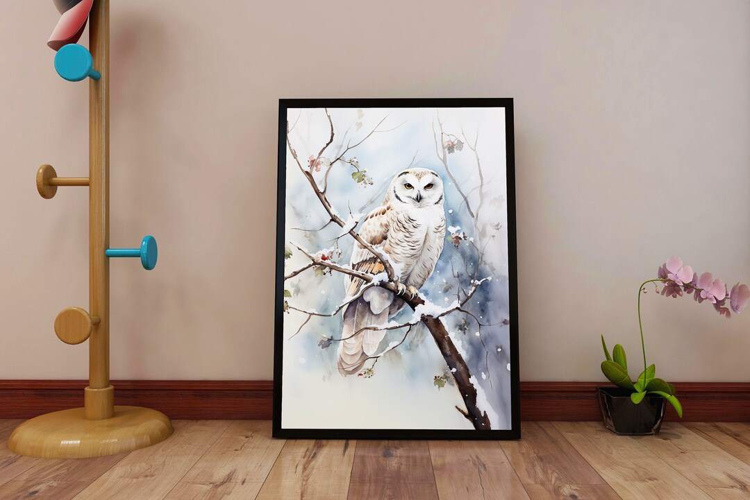 Majestic Snowy Owl Watercolor Snowy Owl Poster Snowy Owl Art Print