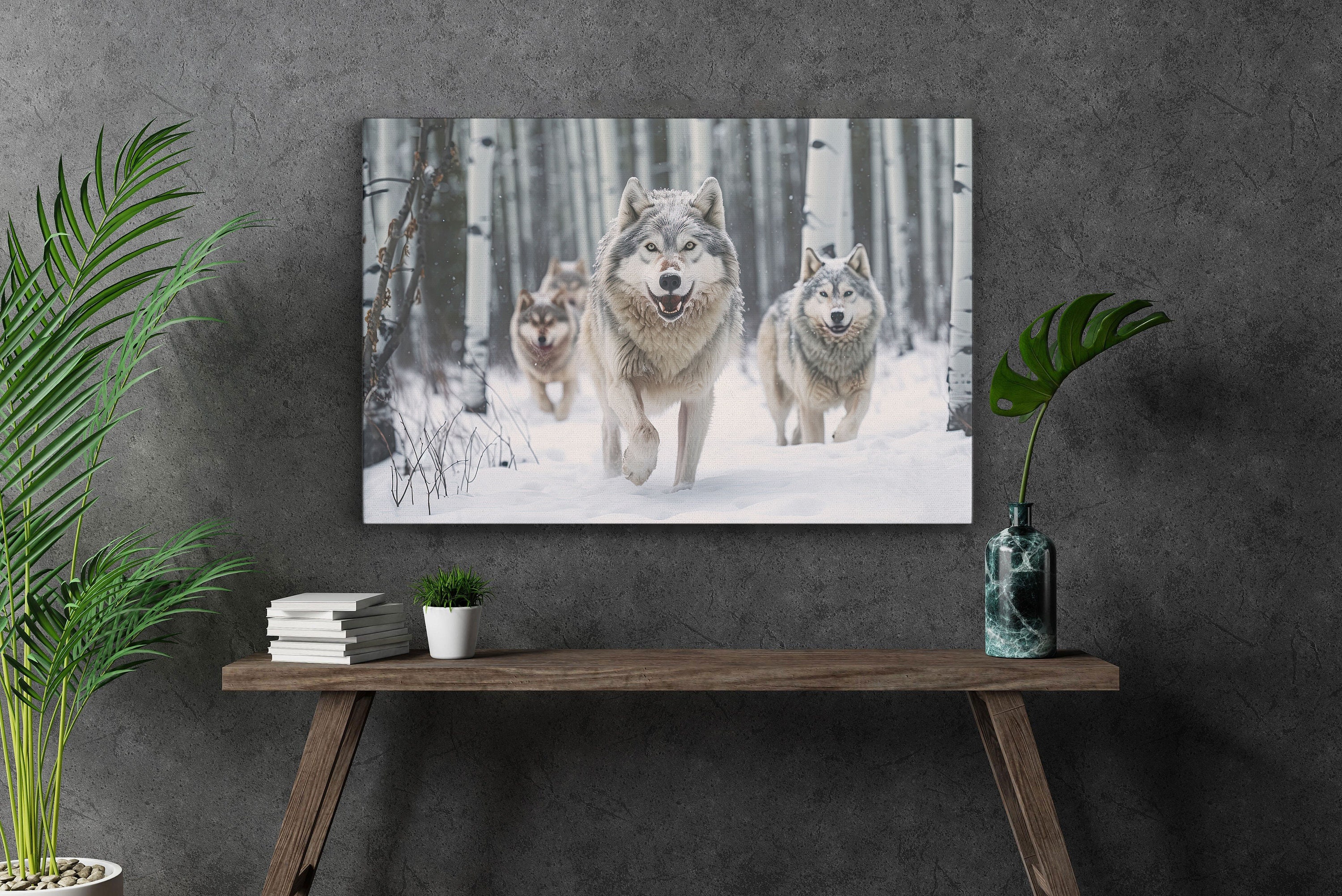 Wolf Pack Canvas Print – Wolf Wall Art, Winter Wolf Canvas, Large ...