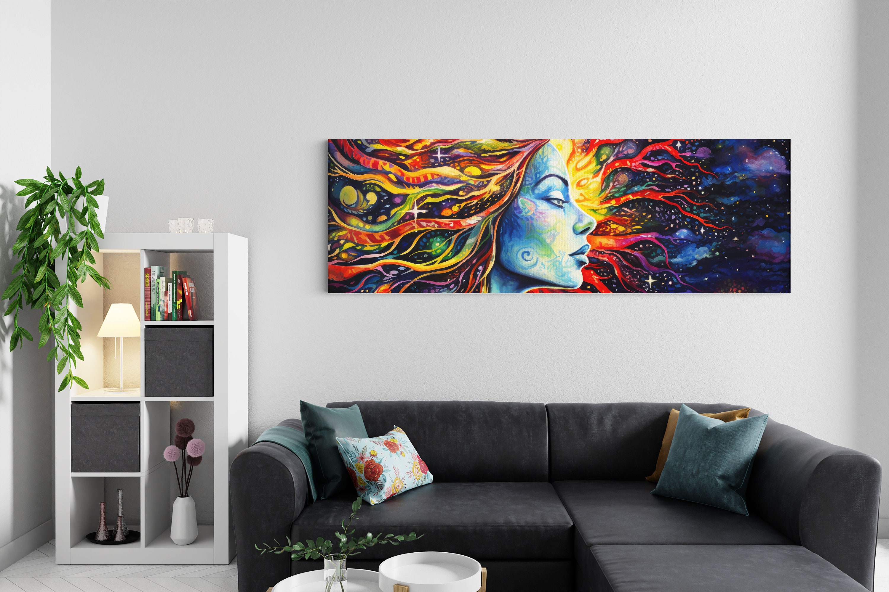 Psychedelic Goddess Canvas - Trippy Celestial Wall Art - Cosmic ...