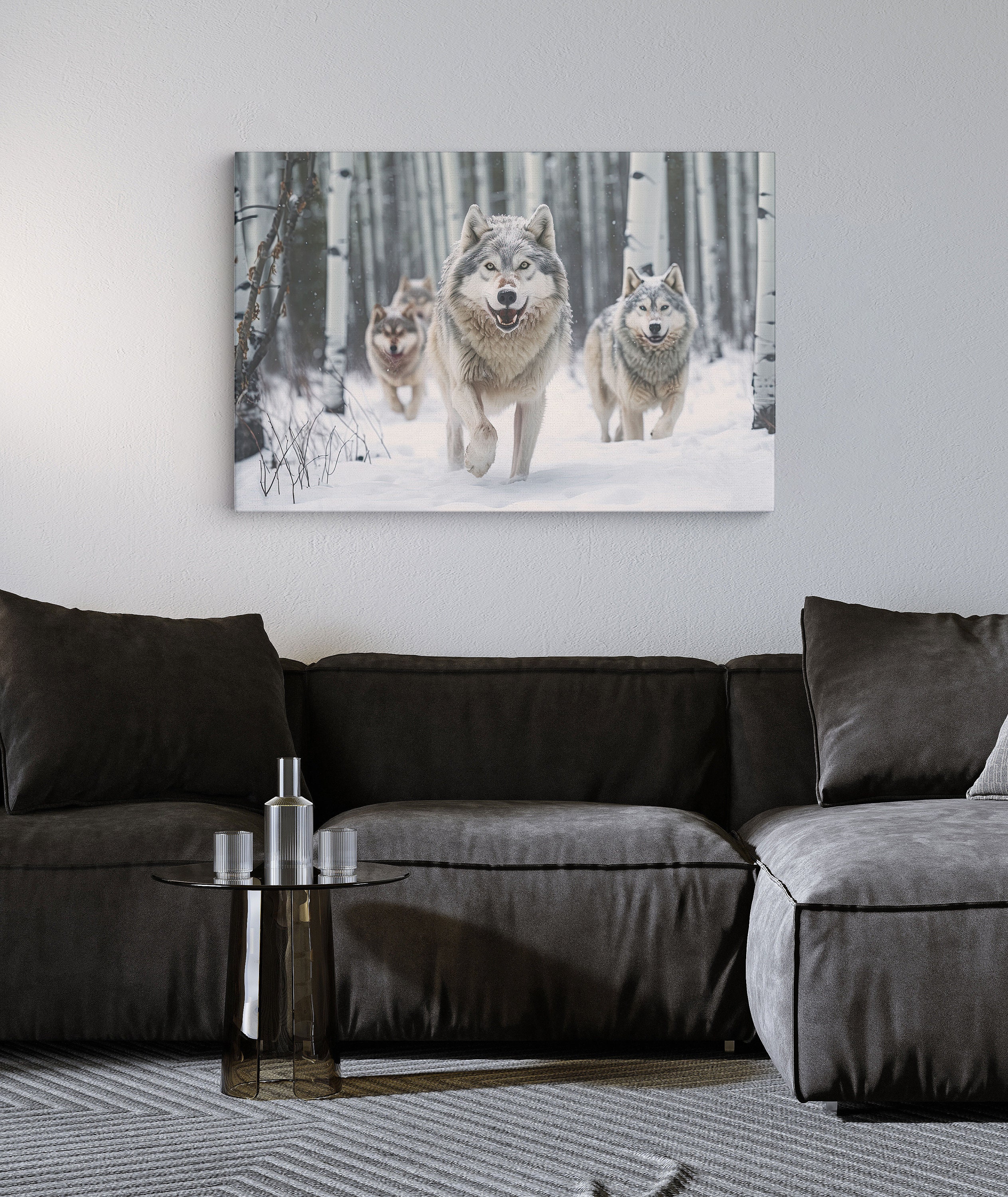 Wolf Pack Canvas Print – Wolf Wall Art, Winter Wolf Canvas, Large ...