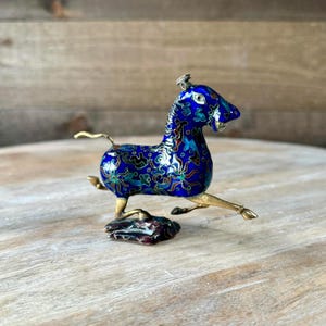 Vintage Cloisonné Chinese Flying Horse of Gansu On a Flying Swallow 3.5&quot; H