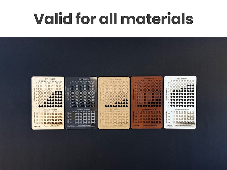 xTool Test Files, xTool Material Test, xTool Creative Space Laser Test Files, Laser Engraving & Cutting Test Cards, Calibration Test image 3