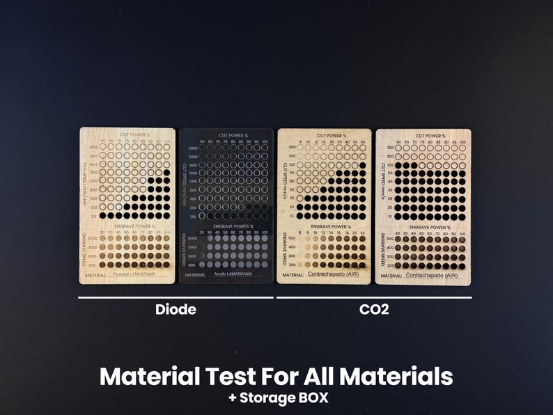 Paquete de calibración láser, archivos de prueba de láser Lightburn, tarjetas de prueba de materiales de corte y grabado con láser de diodo CO2, prueba de calibración imagen 9