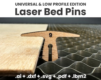 Perno per letto a nido d'ape + strumento di test delle dimensioni, perni di fissaggio laser, perni del vassoio raccogli briciole, perni tagliati al laser, picchetti per vassoio Svg, OMtech, xTool, Glowforge, Thunder