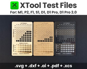 xTool Test Files, xTool Material Test, xTool Creative Space Laser Test Files, Laser Engraving & Cutting Test Cards, Calibration Test