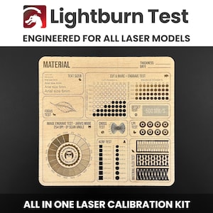 Laserkalibratiepakket, Lightburn-lasertestbestanden, testkaart voor lasergraveren en -snijden, CO2-diodelasers, Lightburn-kalibratietest.
