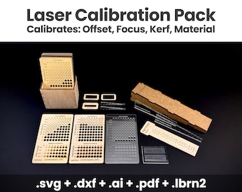 Laser Calibration Bundle Pack, Lightburn Laser Test Files, CO2 - Diode Laser Engraving & Cutting Material Test Cards, Calibration Test