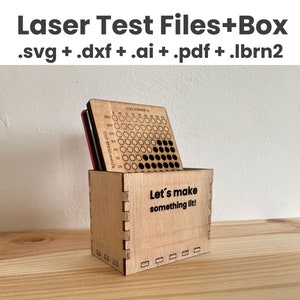 Laser Test Files Box Organizer Material Test V2 Storage Box Calibration Test Lightburn CO2 & Diode Cut Engrave Test image 1