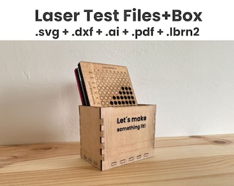 Laser Test Files + Box Organizer | Materialtest V2 + Aufbewahrungsbox | Kalibrierungstest Lightburn | CO2 & Diode | Schnitt - Gravurtest