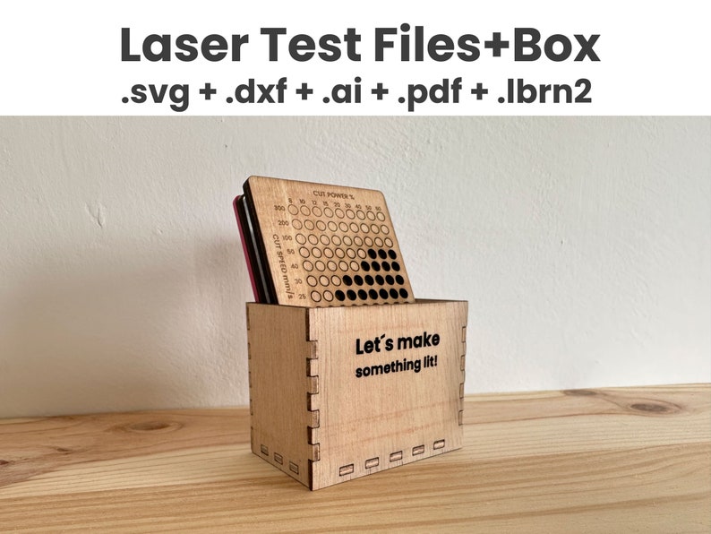 Laser Test Files Box Organizer Material Test V2 Storage Box Calibration Test Lightburn CO2 & Diode Cut Engrave Test image 1