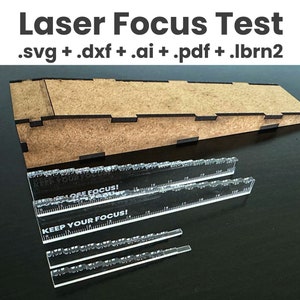 Test della rampa laser + file di righelli, test di messa a fuoco laser, misuratore di messa a fuoco laser, strumento di calibrazione laser, OMtech, xTool, Glowforge, Thunder