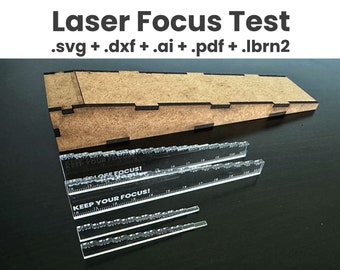 Laser ramptest + liniaalbestanden, laserfocustest, laserbrandpuntmeter, laserkalibratietool, OMtech, xTool, Glowforge, Thunder