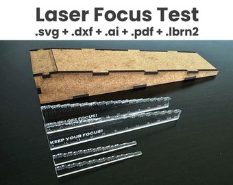 Laserramptest + liniaalbestanden, laserfocustest, laserfocale meter, laserkalibratietool, OMtech, xTool, Glowforge, Thunder