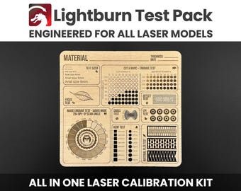 Paquete de calibración láser, archivos de prueba láser Lightburn, tarjeta de prueba de corte y grabado láser, láseres de diodo de CO2, prueba de calibración Lightburn.