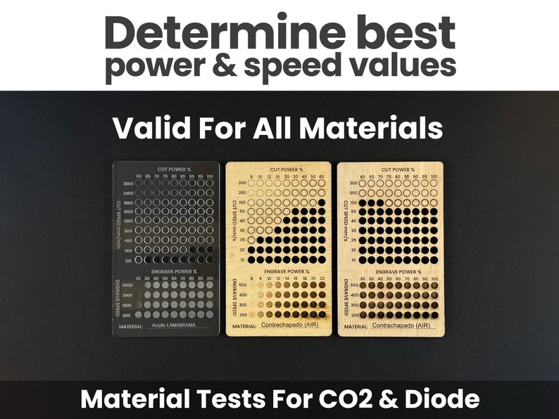 Paquete de calibración láser, archivos de prueba de láser Lightburn, tarjetas de prueba de materiales de corte y grabado con láser de diodo CO2, prueba de calibración imagen 4