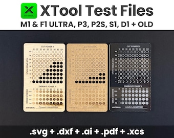 xTool-Testdateien, xTool-Materialtest, xTool-Kreativraum-Lasertestdateien, Lasergravur- und -schneidetestkarten, Kalibrierungstest