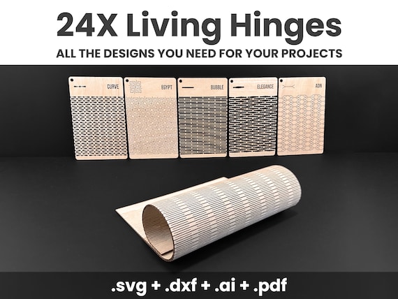 Flexible Living Hinges Laser Cut Files, Flexible Laser Cut Patterns, Laser Cut Living Hinge Pattern for bend wood, Living Hinge Pack
