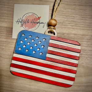 3D wooden American Flag Ornament