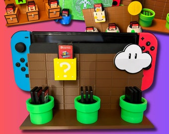 Nintendo Switch Dock Holder - For up to 12 cartridges! Many designs: Super Mario/Minecraft/Zelda/Yoshi/Pokémon